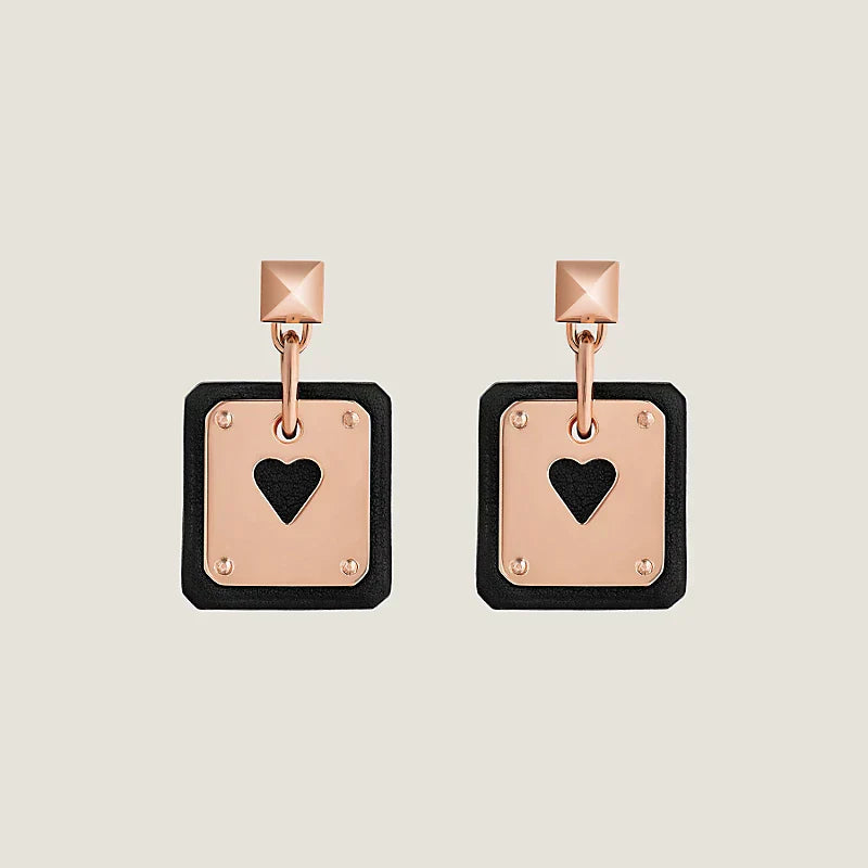 18K As De Celine Black Hermes Earrings