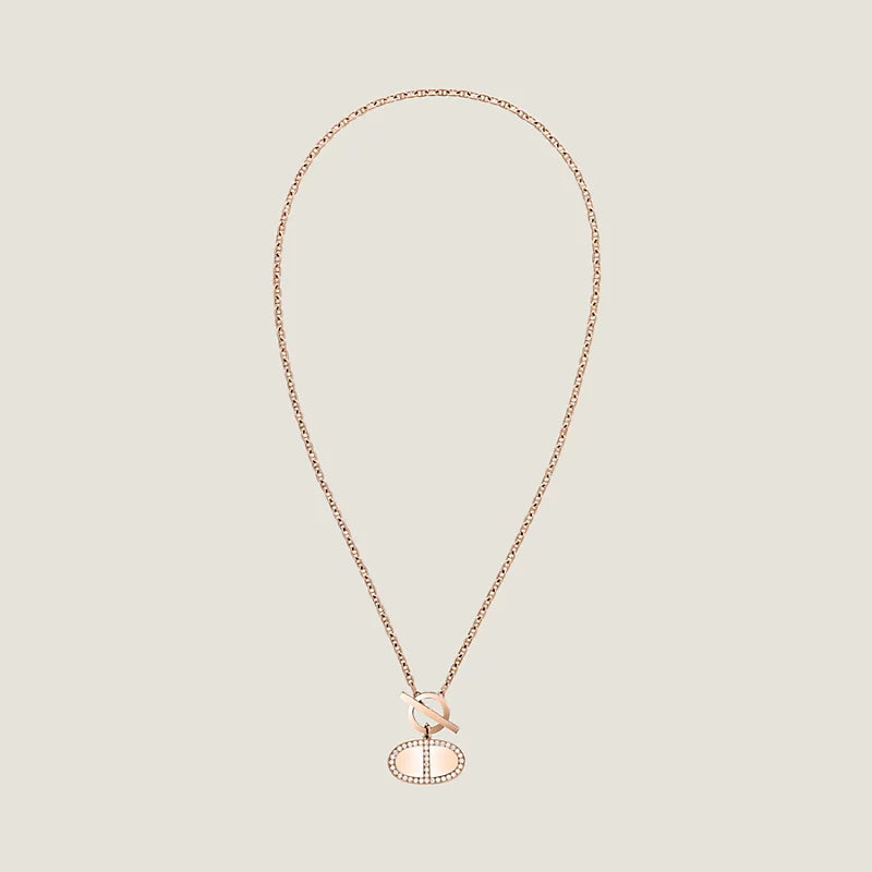 18K Chaine D'ancre Contour Pendant Hermes Necklace