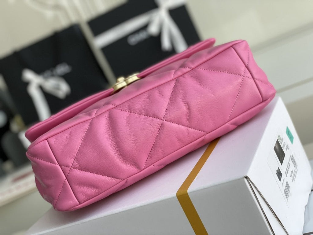 CHANEL 19 FLAP BAG 26 PINK LAMBSKIN