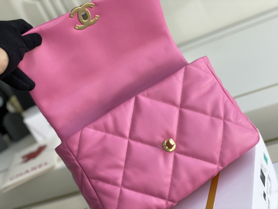 CHANEL 19 FLAP BAG 26 PINK LAMBSKIN