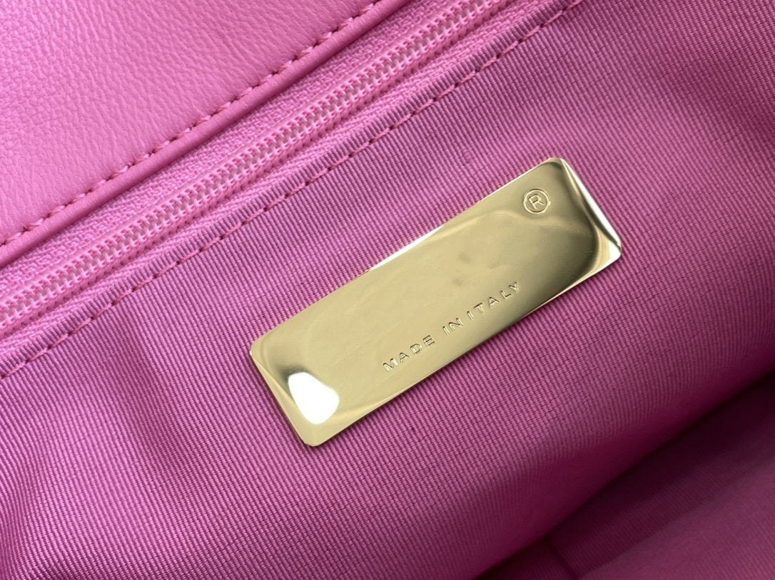 CHANEL 19 FLAP BAG 26 PINK LAMBSKIN