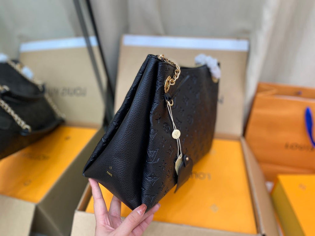 LOUIS VUITTON SURENE MM 36CM BLACK MONOGRAM GRAINED CALFSKIN