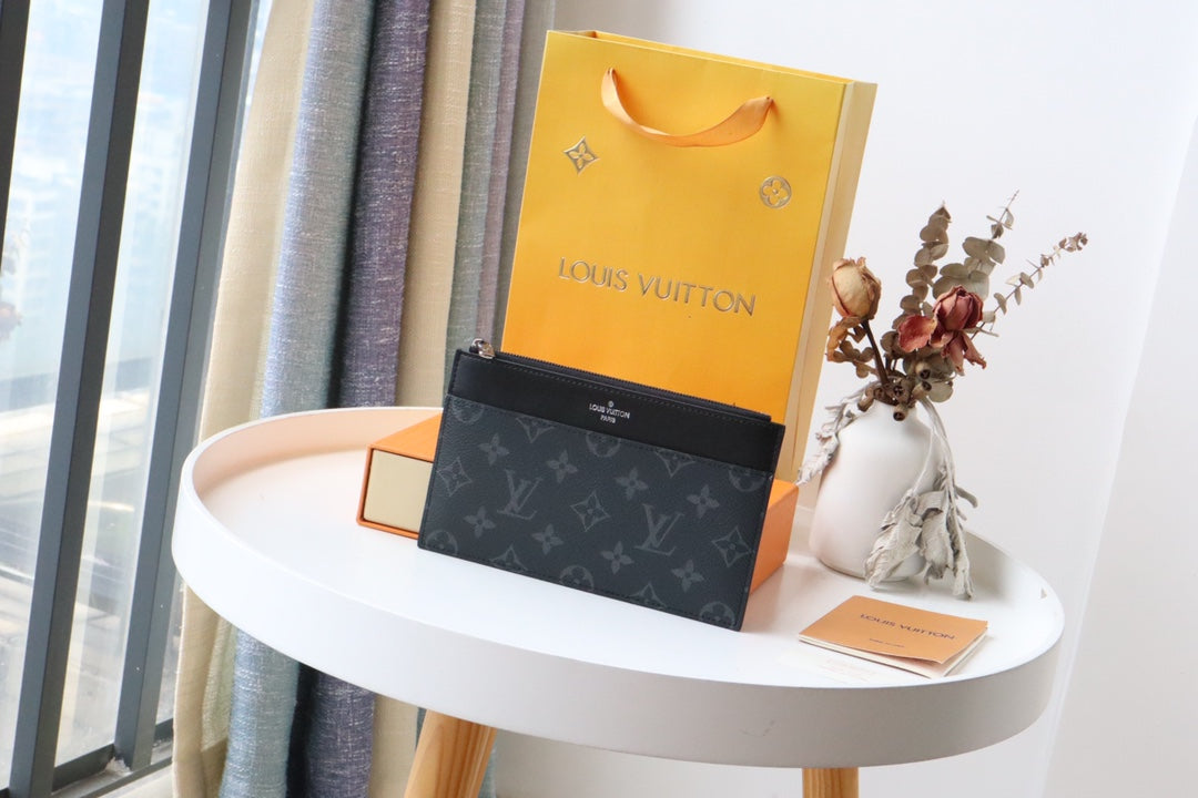 LOUIS VUITTON LV SLIM PURSE BLUE MONOGRAM CANVAS 20CM