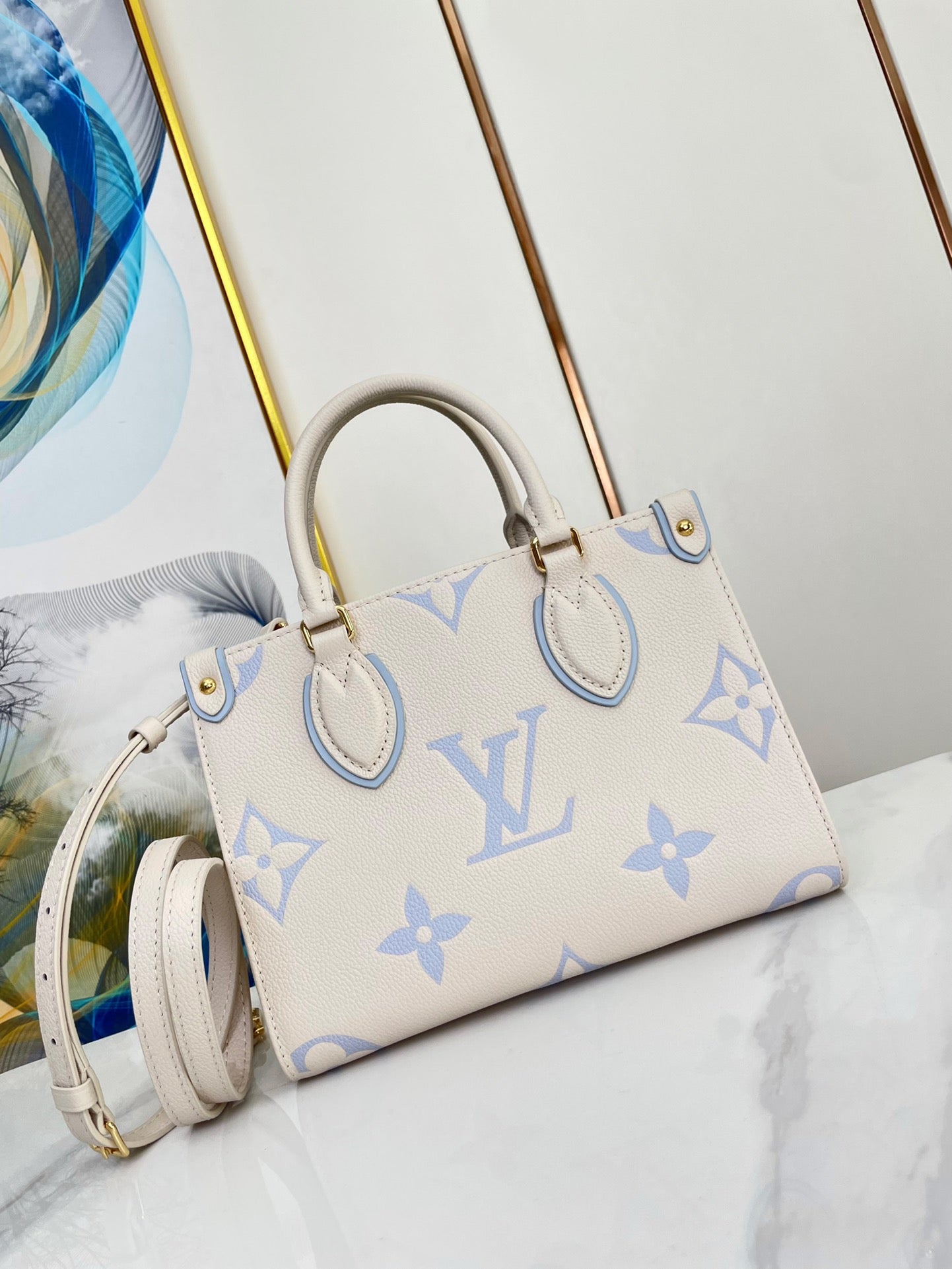 LOUIS VUITTON ONTHEGO 25 WHITE PURPLE MONOGRAM CANVAS