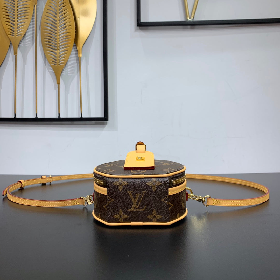 LOUIS VUITTON MINI BOITE CHAPEAU 13 IN BROWN MONOGRAM CANVAS GOLD HARDWARE