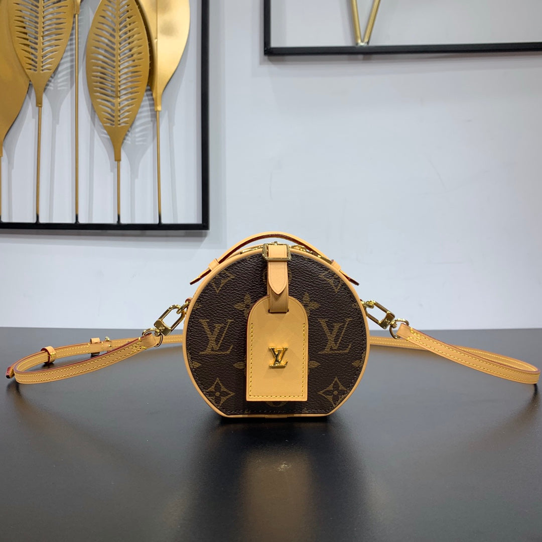 LOUIS VUITTON MINI BOITE CHAPEAU 13 IN BROWN MONOGRAM CANVAS GOLD HARDWARE