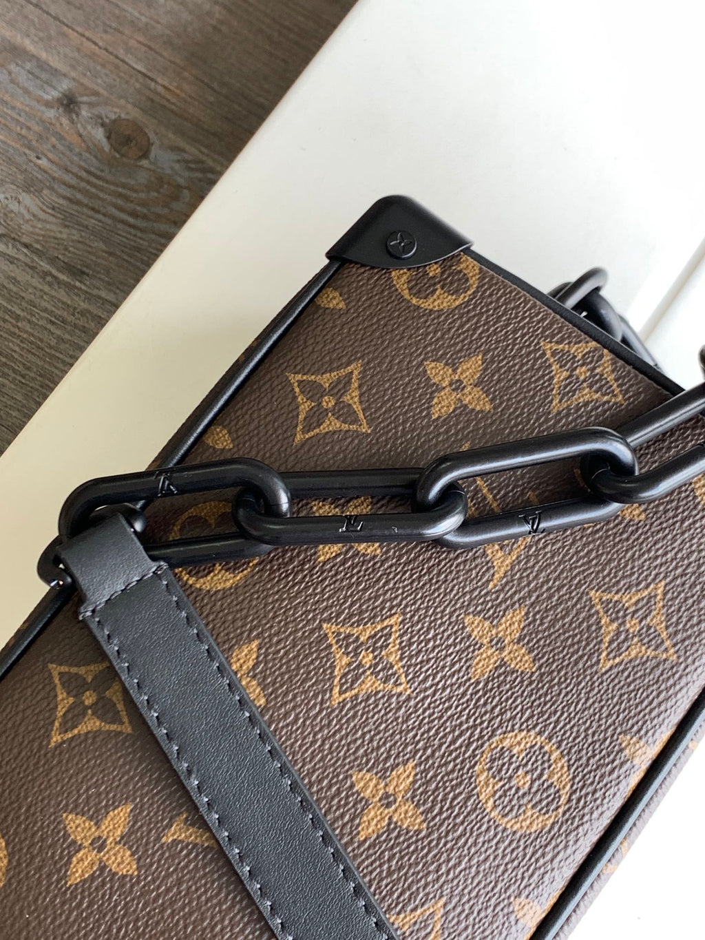 LOUIS VUITTON MINI SOFT TRUNK 18 IN BROWN MONOGRAM CANVAS WITH EMBROIDERED ANIMATED CHARACTER