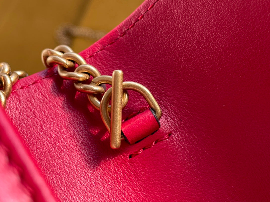 GUCCI MARMONT MINI 16 BAG IN RED PINK CALFSKIN