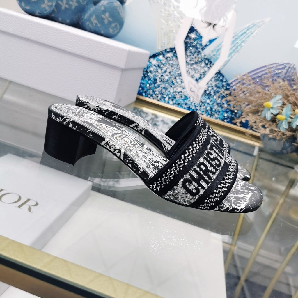 DIOR CD Mule Dway Heeled Slide 45mm Style 23