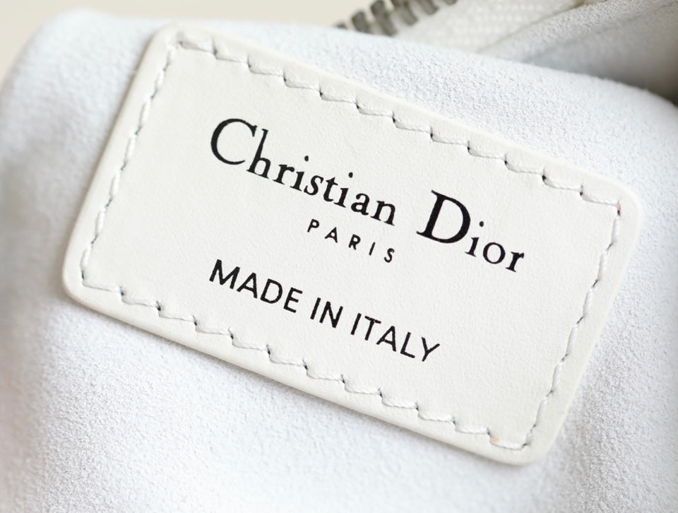 DIOR MINI CARO BAG 25 IN WHITE LAMBSKIN