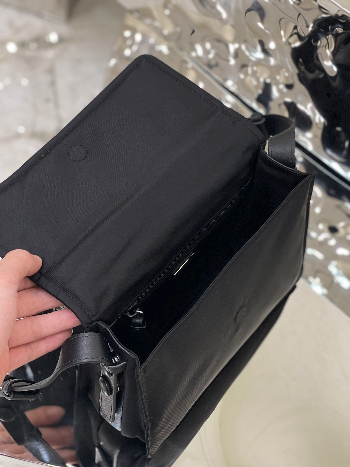 PRADA CINI 23 MEDIUM BAG IN BLACK RE-NYLON WITH STRAP