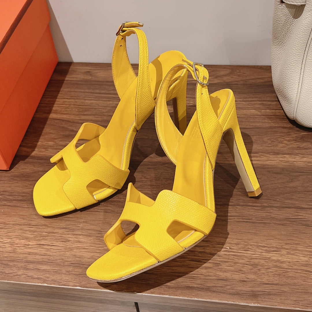 HERMES SLINGBACK SANDAL ETERNITE 105 YELLOW LAMBSKIN