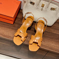 HERMES SLINGBACK ETERNITE 75 CARAMEL LAMBSKIN AND CROCODILE LEATHER