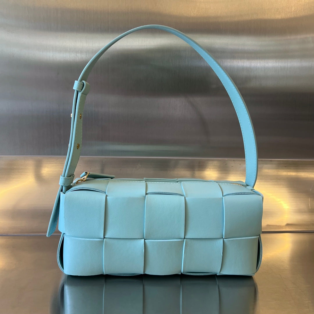 BOTTEGA VENETA BRICK CASSETTE 28 IN SKY BLUE CALFSKIN