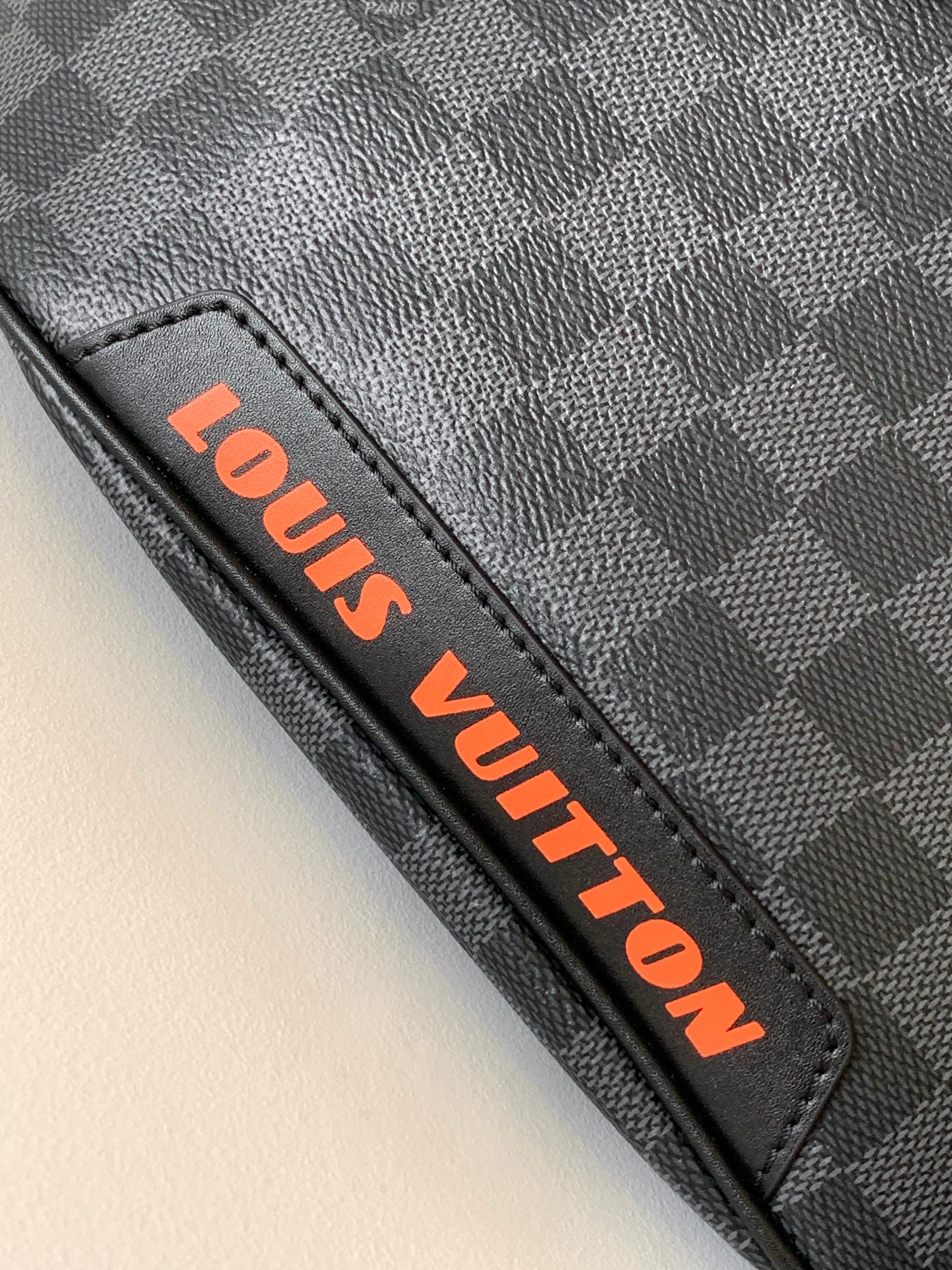 LOUIS VUITTON LV 25S BUMBAG 37 IN BLACK AND ORANGE COATED MONOGRAM CALFSKIN
