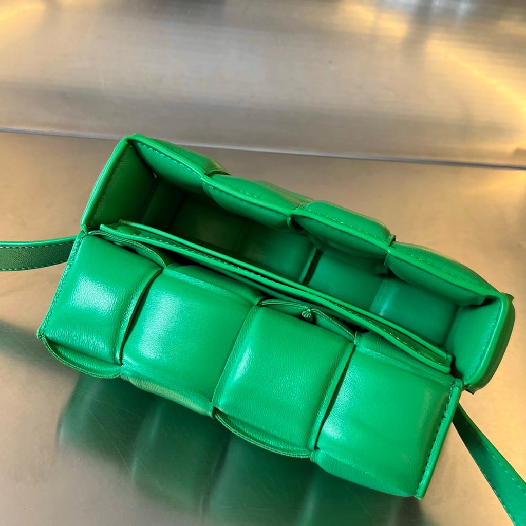 BOTTEGA VENETA MINI CASSETTE 18 IN LIGHT GREEN LAMBSKIN