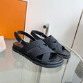 HERMES Genius Sandal Slingback Black Calfskin Leather