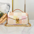 LOUIS VUITTON POCHETTE MÉTIS EAST WEST 21 IN PEACH DAMIER GIANT CANVAS GOLD HARDWARE
