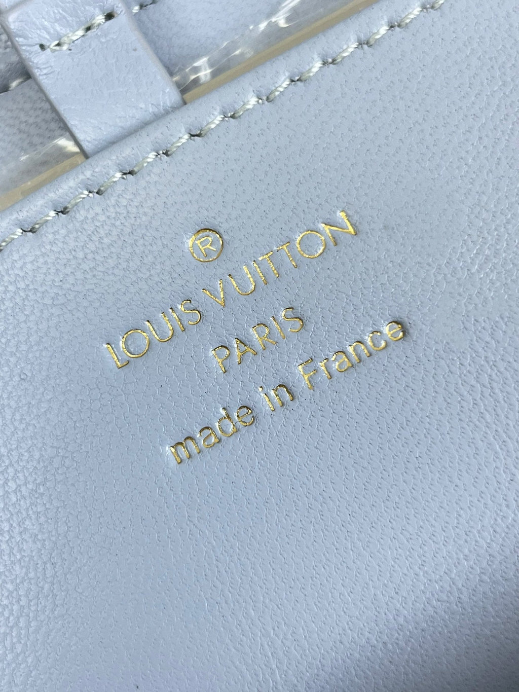 LOUIS VUITTON GO-14 MM 23 IN LIGHT BLUE GRAY QUILTED LAMBSKIN GOLD HARDWARE