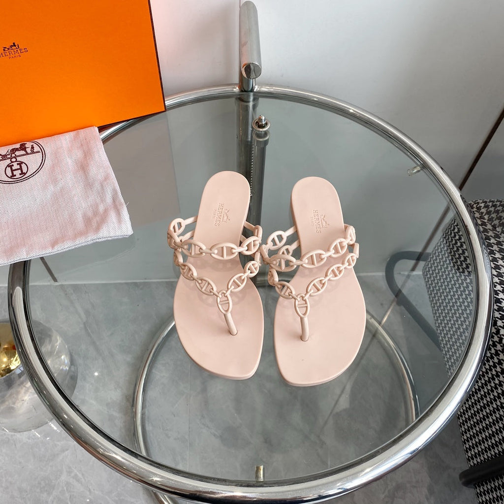 HERMES ISLAND SANDAL CHAMPAGNE PVC WATERPROOF
