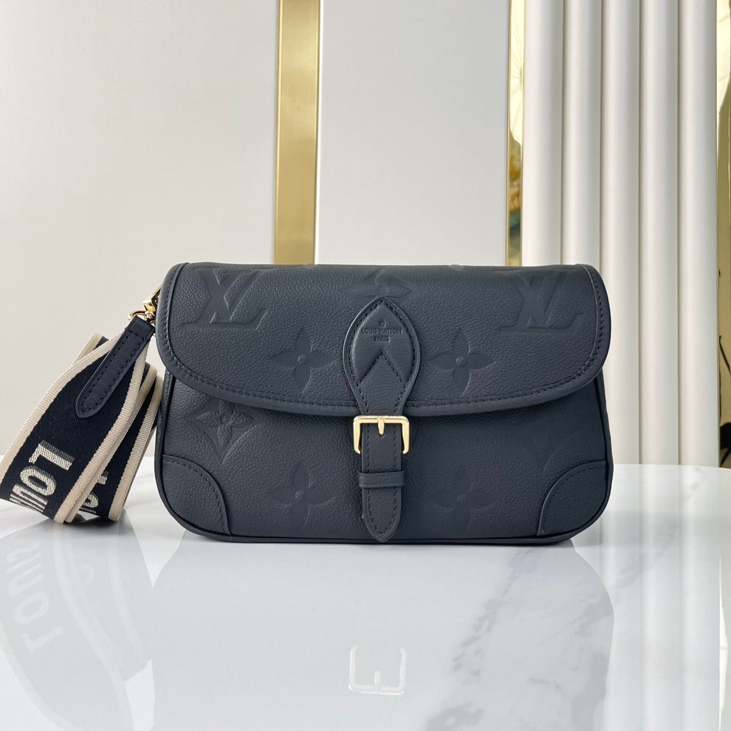 LOUIS VUITTON DIANE 23 IN BLACK MONOGRAM EMPREINTE LEATHER