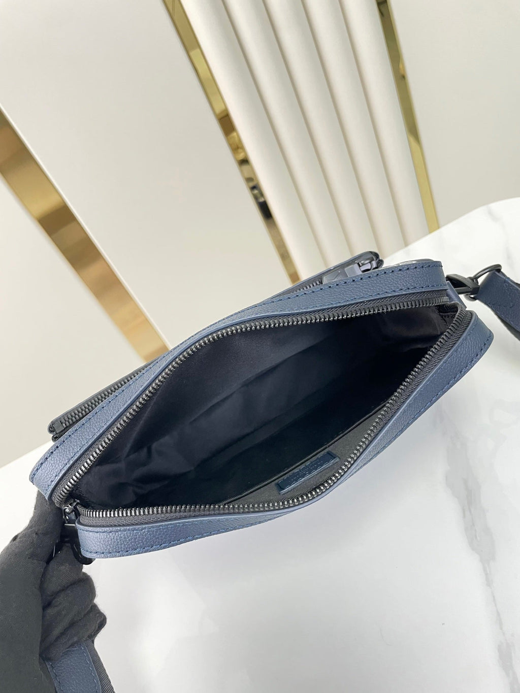 LOUIS VUITTON TRIO MESSENGER 25 IN PRUSSIAN BLUE MONOGRAM SHADOW CALFSKIN