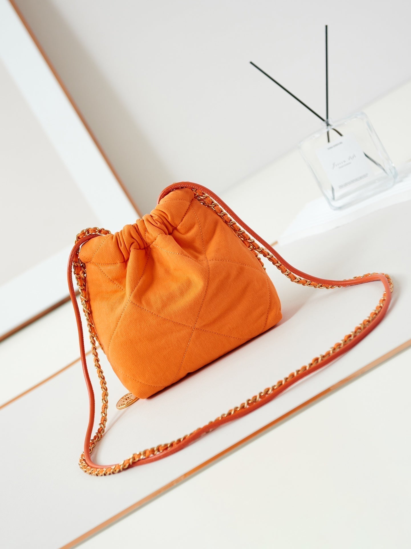 CHANEL CLASSIC MINI 20 BAG IN SAFETY ORANGE CANVAS