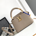 LOUIS VUITTON CAPUCINES MINI 21 IN KHAKI BROWN TAURILLON GOLD HARDWARE