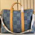 LOUIS VUITTON WEEKEND TOTE BAG 43 IN BLUE DAMIER DENIM 3D