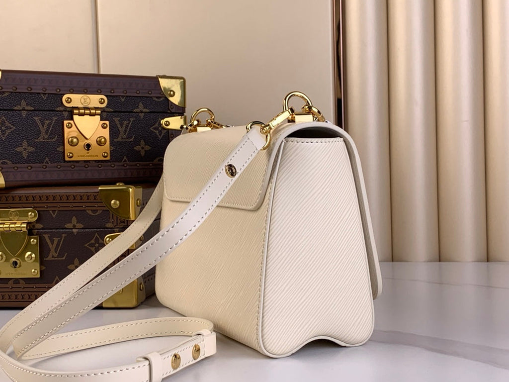 LOUIS VUITTON TWIST MM 23 IN QUARTZ WHITE EPI LEATHER GOLD HARDWARE