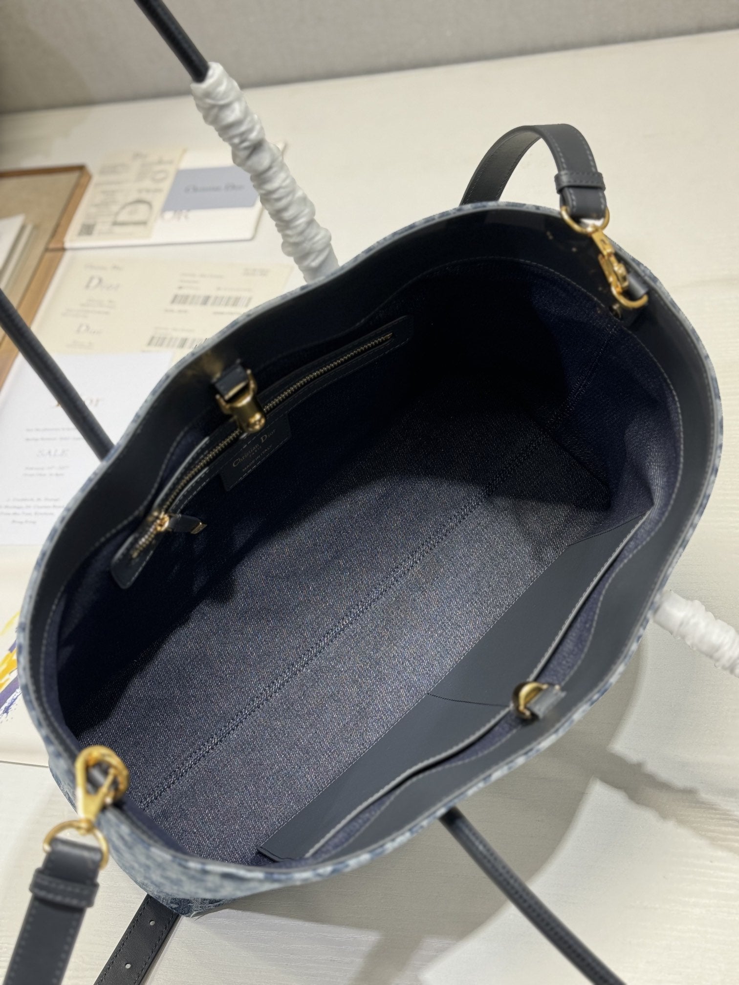 DIOR MEDIUM 37 TOUJOURS BAG IN BLUE MONOGRAM DENIM