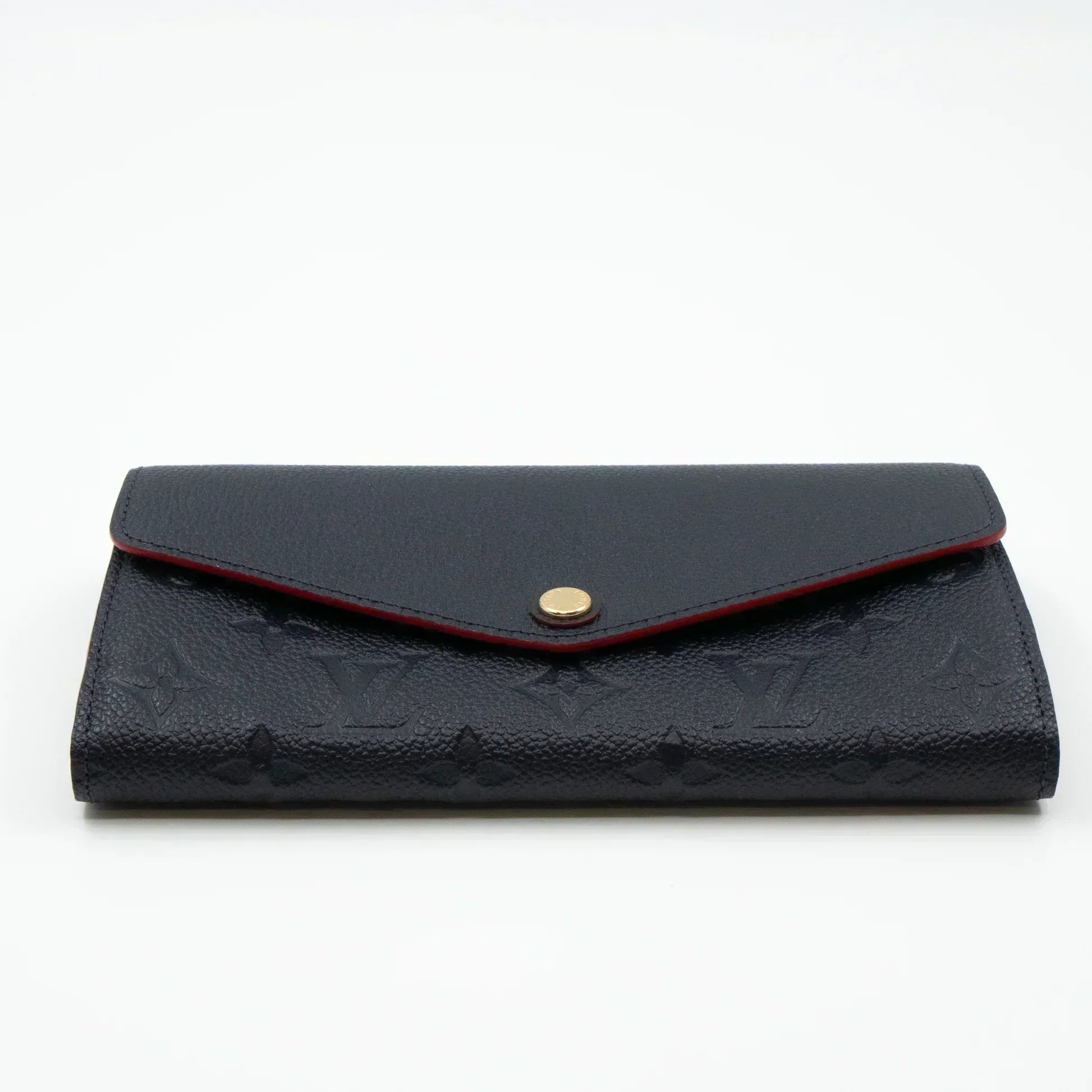 LOUIS VUITTON LV SARAH WALLET MONOGRAM EMPREINTE LEATHER 19CM BLACK RED