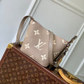 LOUIS VUITTON ALL IN BB BAG 18 IN TOURTERELLE GREY AND CREAM EMBOSSED COWHIDE