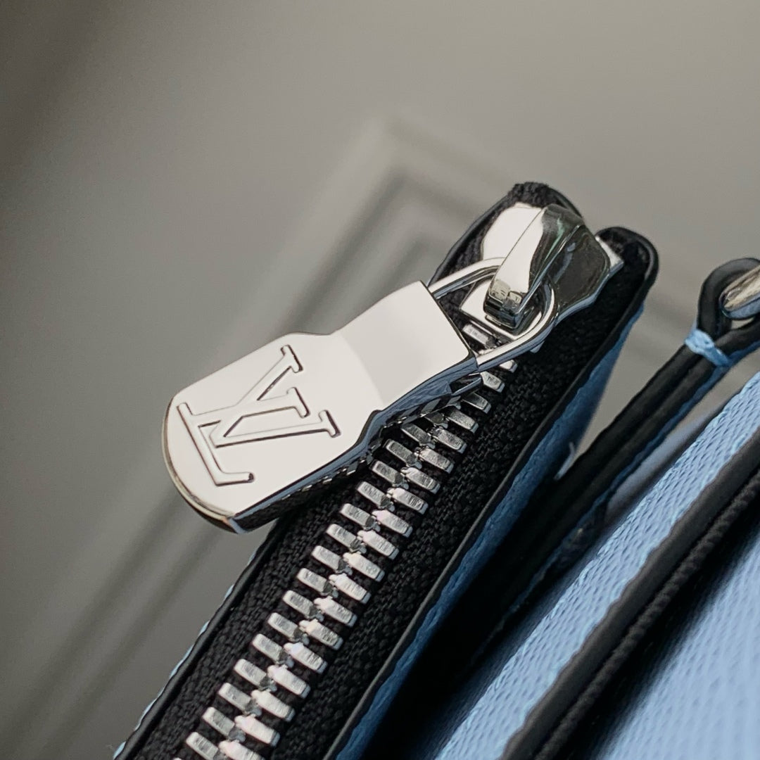LOUIS VUITTON TRIO MESSENGER BAG 25 IN BLUE MONOGRAM COATED CANVAS AND CALFSKIN