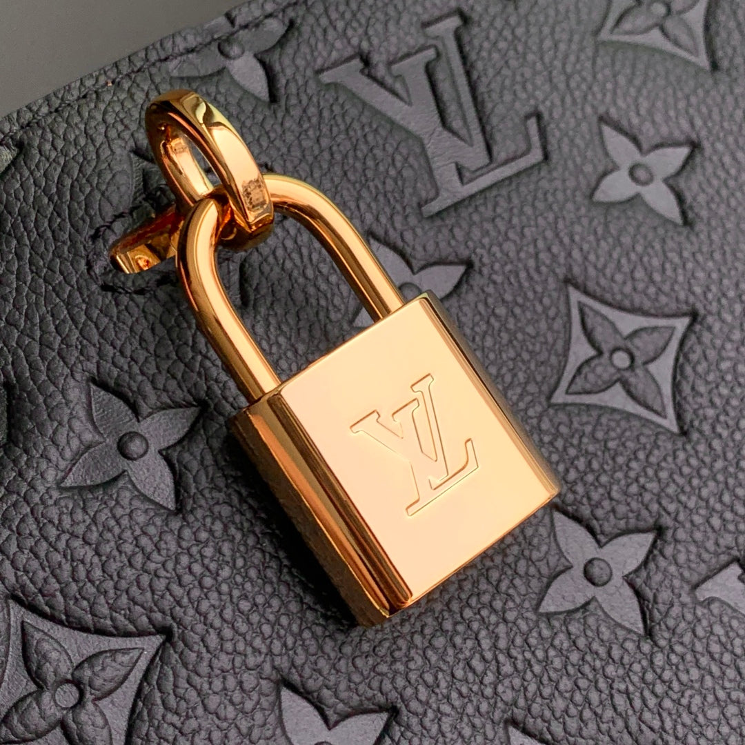 LOUIS VUITTON ANYTIME MM 42 IN BLACK MONOGRAM EMPREINTE CALFSKIN GOLD HARDWARE