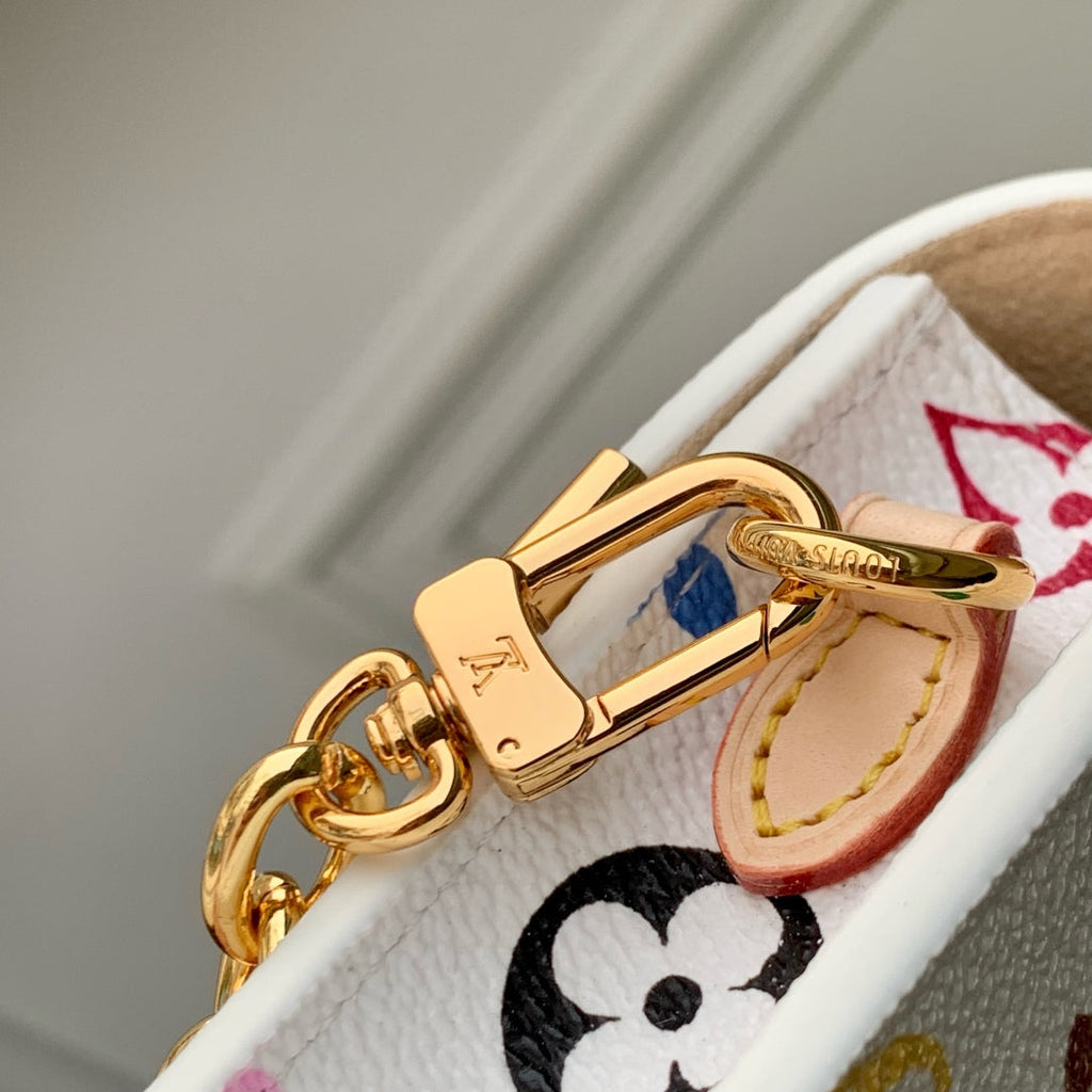 LOUIS VUITTON PHONE POUCH 17.5 IN WHITE MULTICOLORED MONOGRAM COATED CANVAS