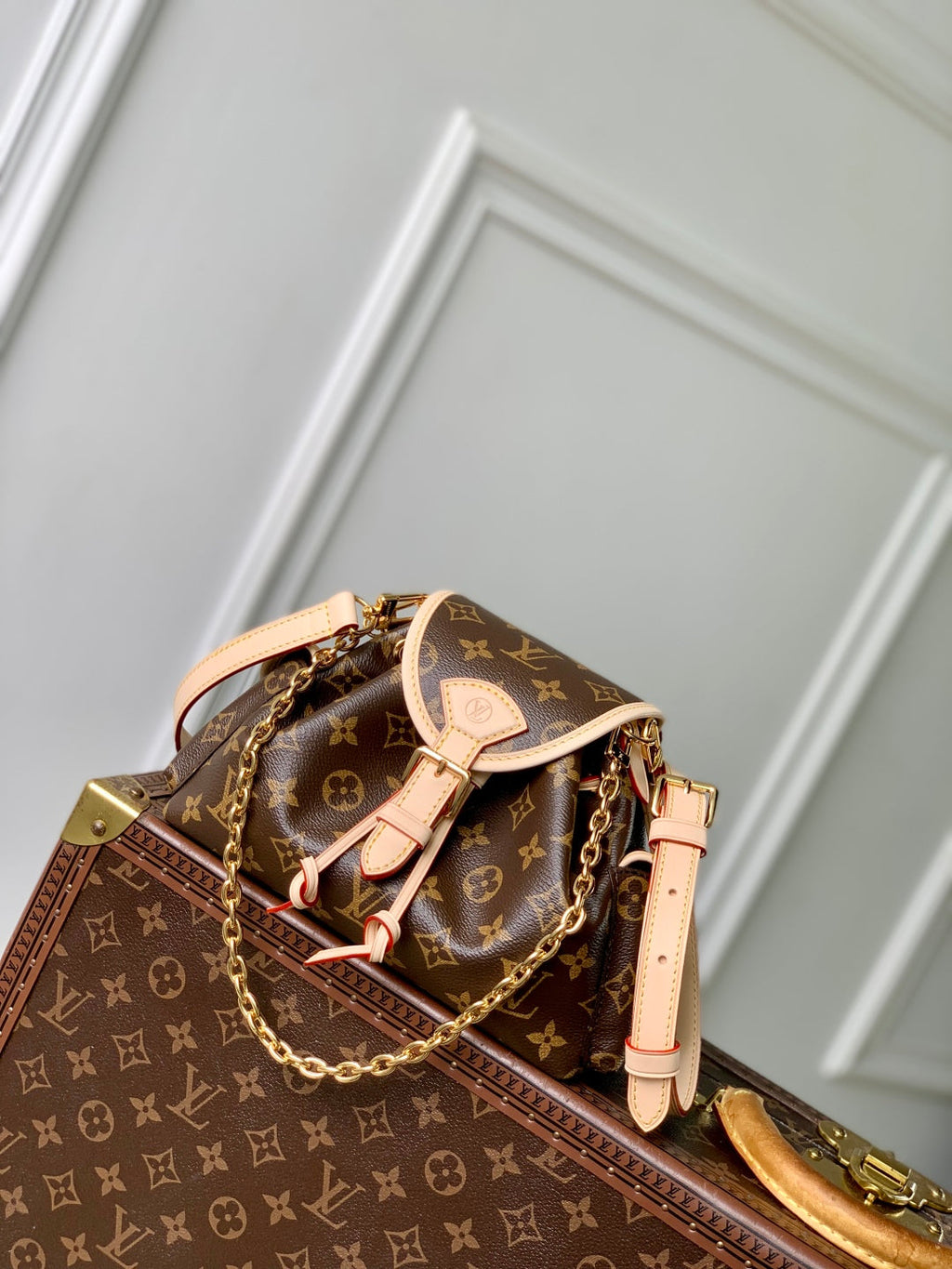 LOUIS VUITTON MONTSOURIS BACKPACK MINI 27 IN BROWN MONOGRAM COATED CANVAS AND CALFSKIN