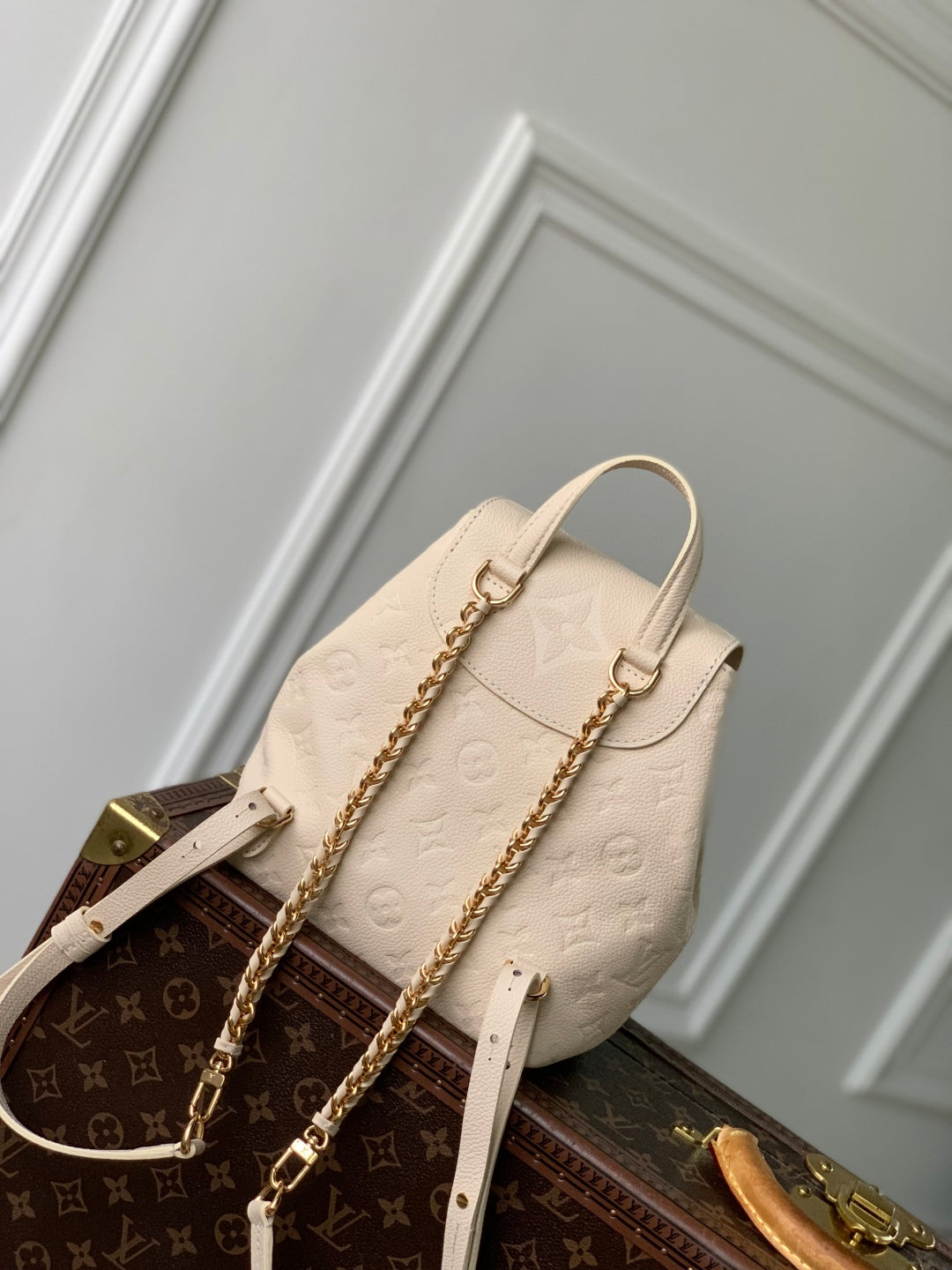 LOUIS VUITTON BACKUP BACKPACK 22 IN CREAM MONOGRAM EMPREINTE LEATHER