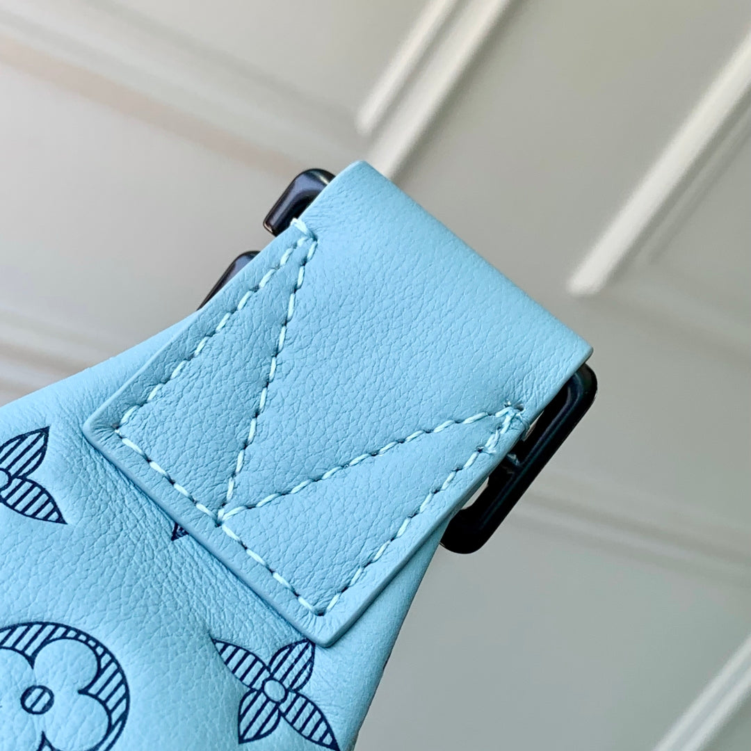 LOUIS VUITTON RUSH BUMBAG 30 IN SKY BLUE MONOGRAM SHADOW CALFSKIN