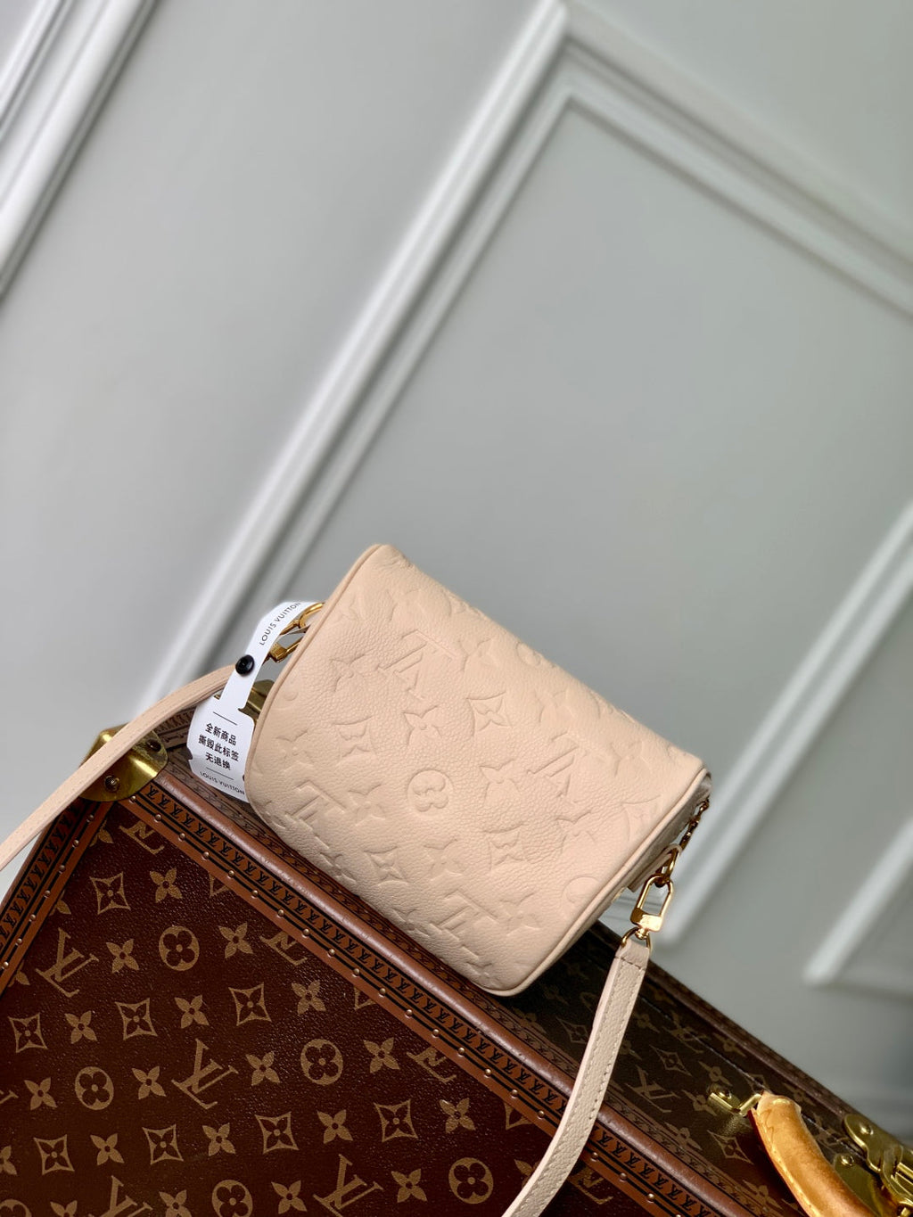 LOUIS VUITTON MINI BUMBAG 17 IN NUDE PINK EMBOSSED MONOGRAM EMPREINTE CALFSKIN