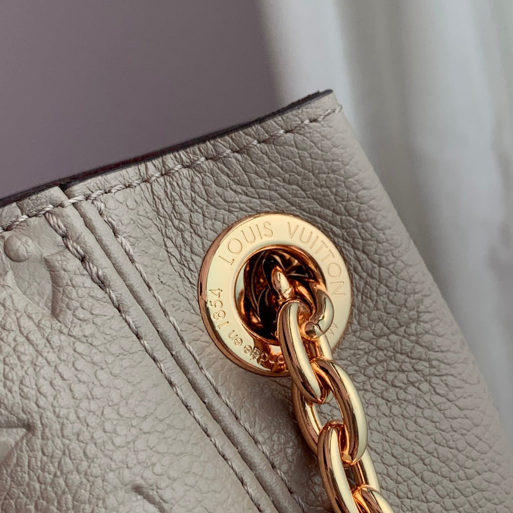 LOUIS VUITTON ANYTIME PM 34 IN ASH BROWN MONOGRAM EMPREINTE CALFSKIN