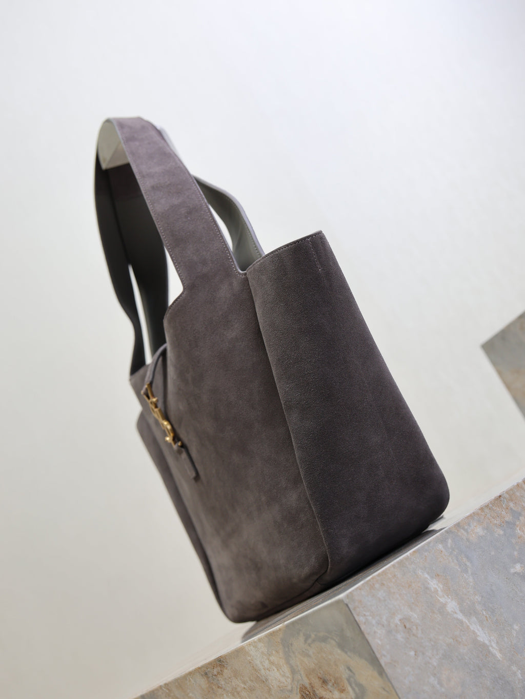 YSL 25S LE 5 À 7 BEA 50 IN DARK GRAY SUEDE GOLD HARDWRE