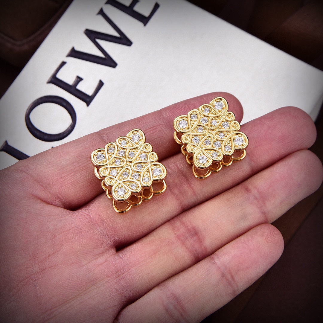 18K LOEWE Anagram Cube Diamonds Earrings