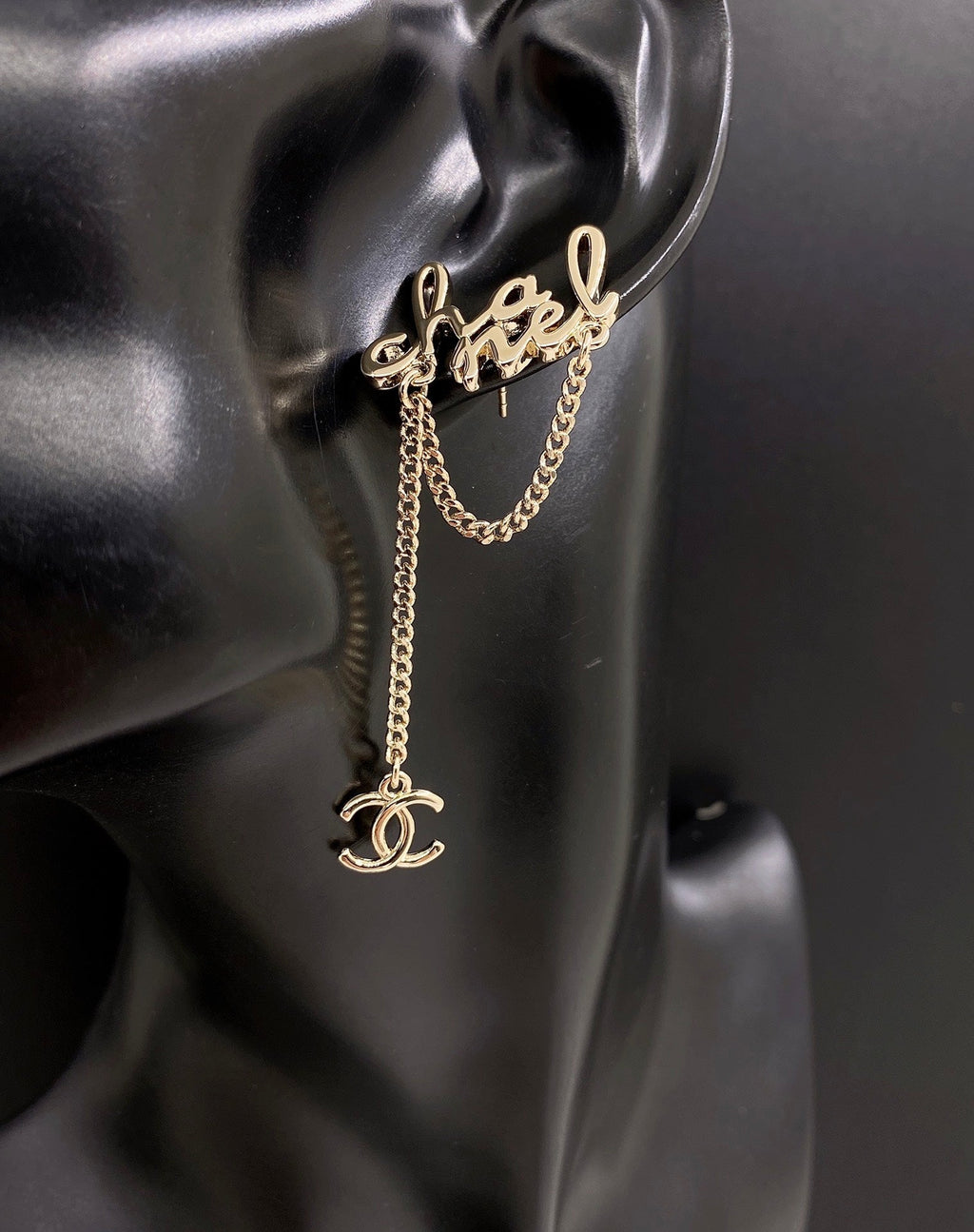 18K  Chanel Letter Earrings