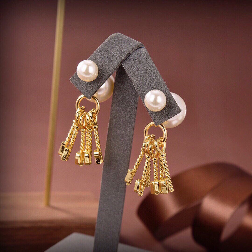 18K Dior Tassel Pearls Earrings
