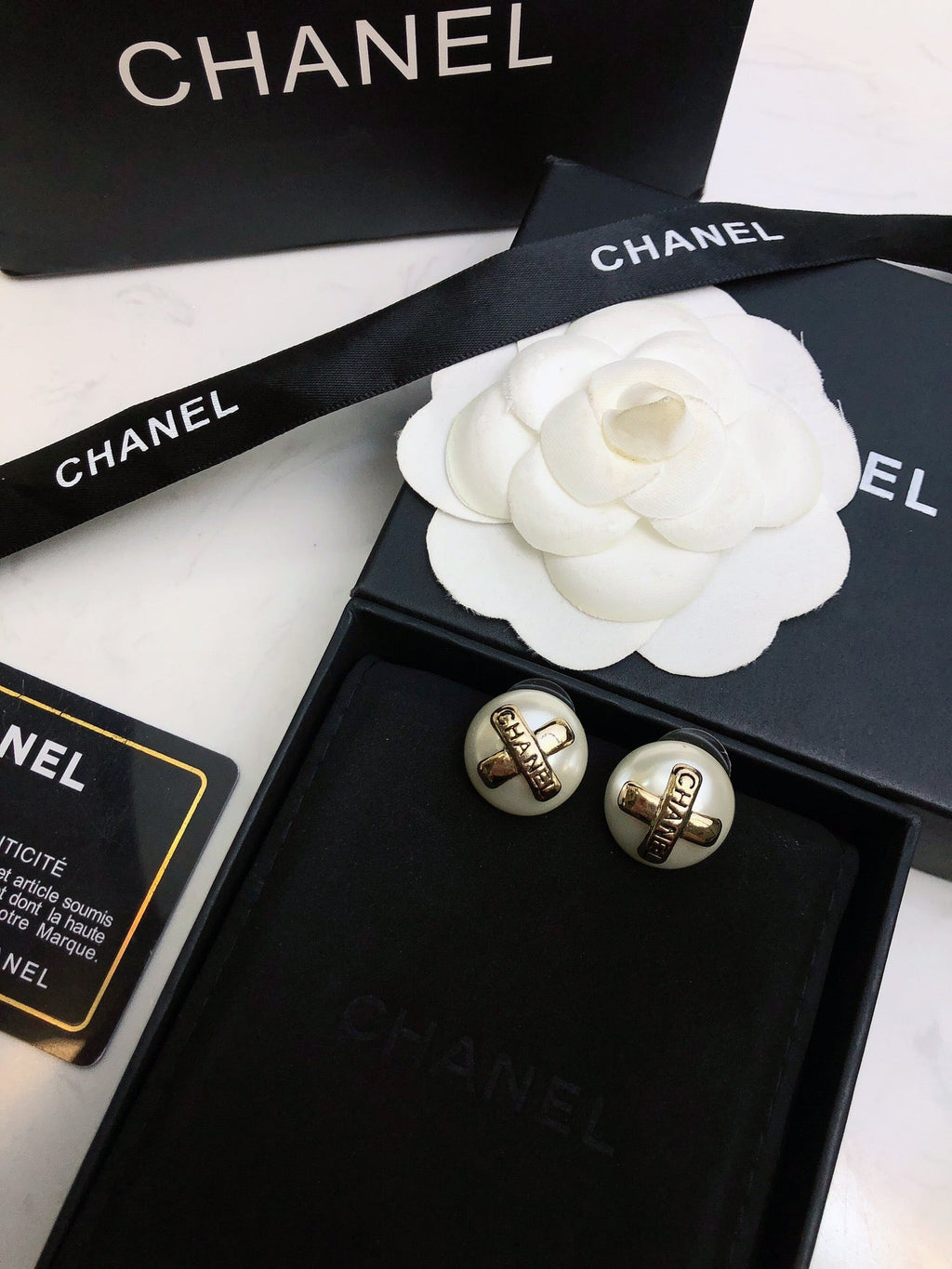 18K  Chanel Pearl Earrings