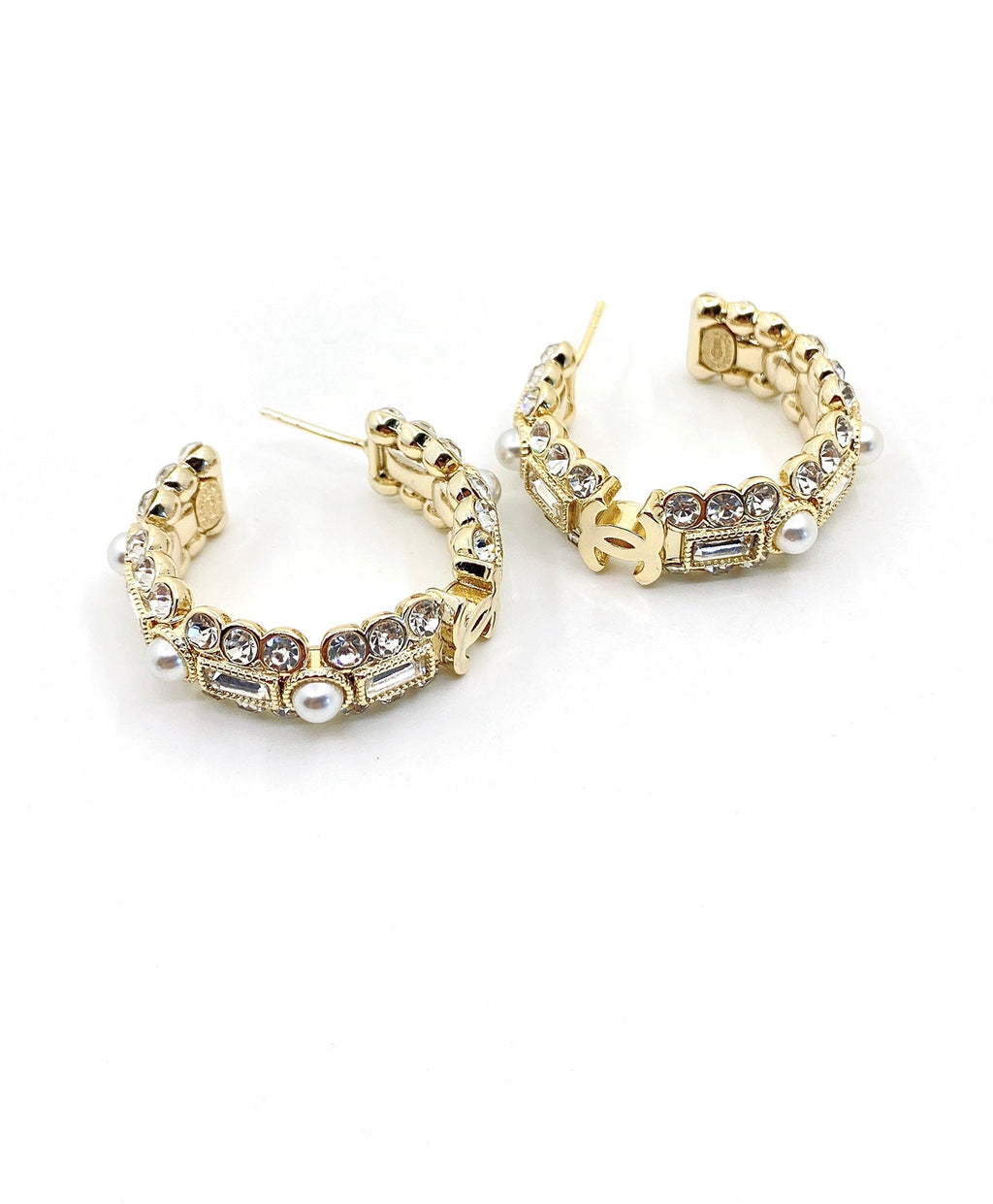 18K  Chanel Crystals Circle Earrings