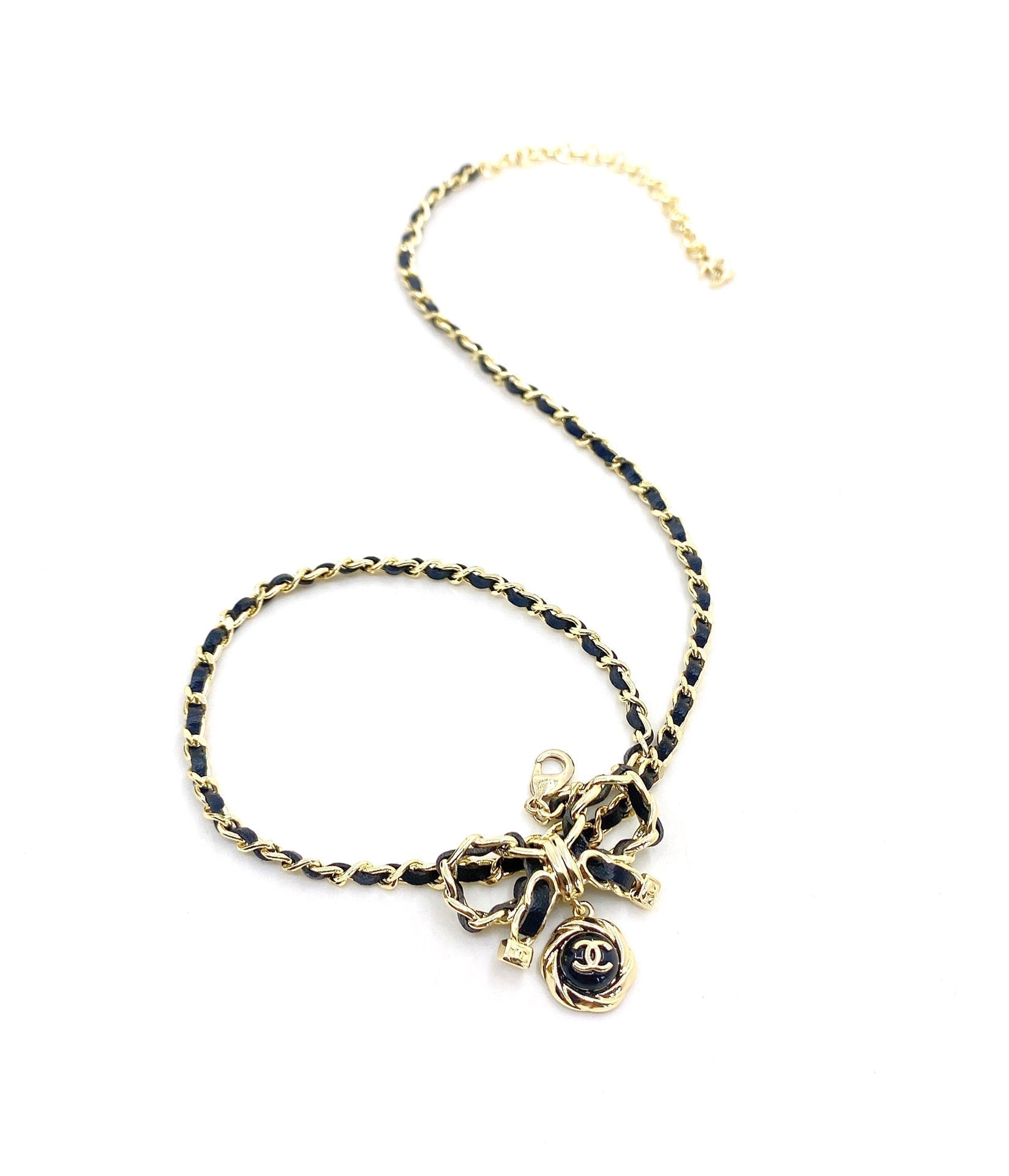18K  Chanel Rhinestone Bow Tie Necklace