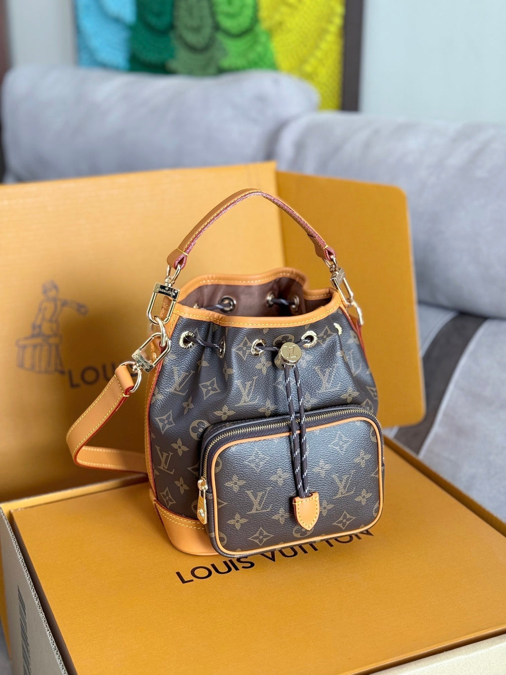 LOUIS VUITTON LV 25S NOÉ CARGO 24 IN BROWN MONOGRAM CANVAS GOLD HARDWARE