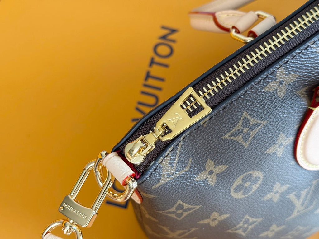 LOUIS VUITTON LV 25S BOÉTIE TOTE 25 IN BROWN MONOGRAM COATED CANVAS AND CALFSKIN GOLD HARDWARE